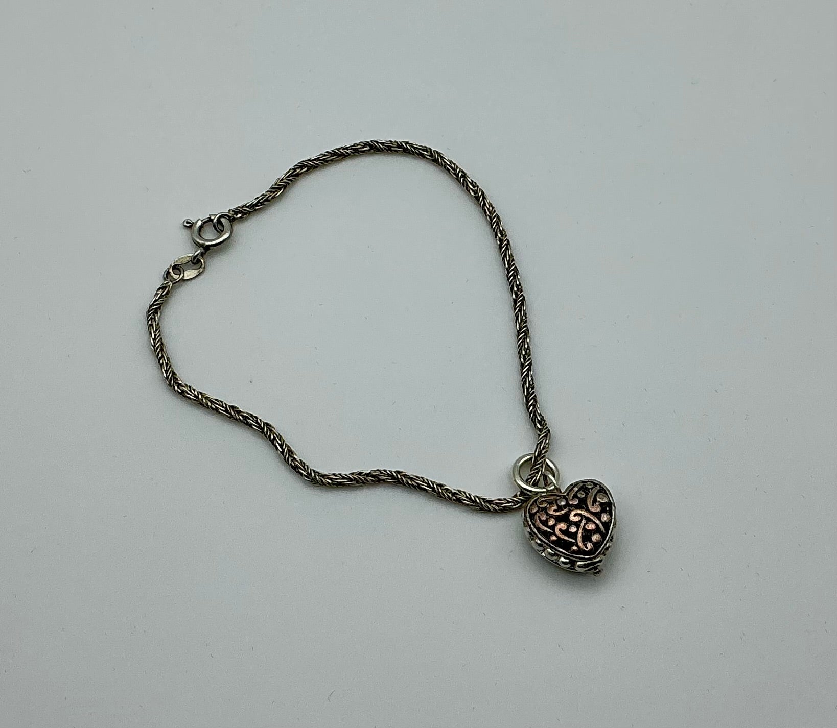 Brighton Heart Charm on Sterling Chain Bracelet