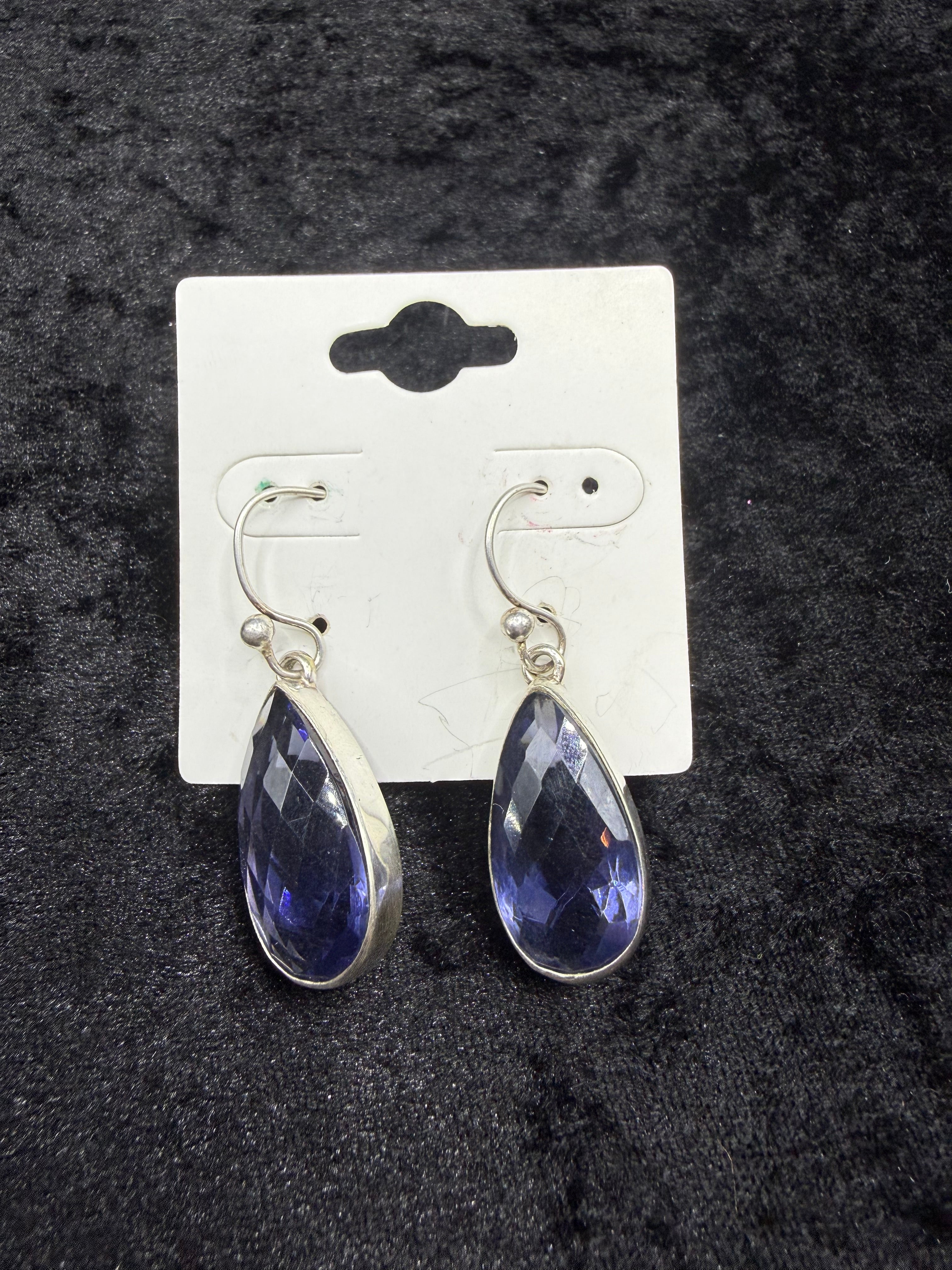 Indigo Crystal Sterling Earrings