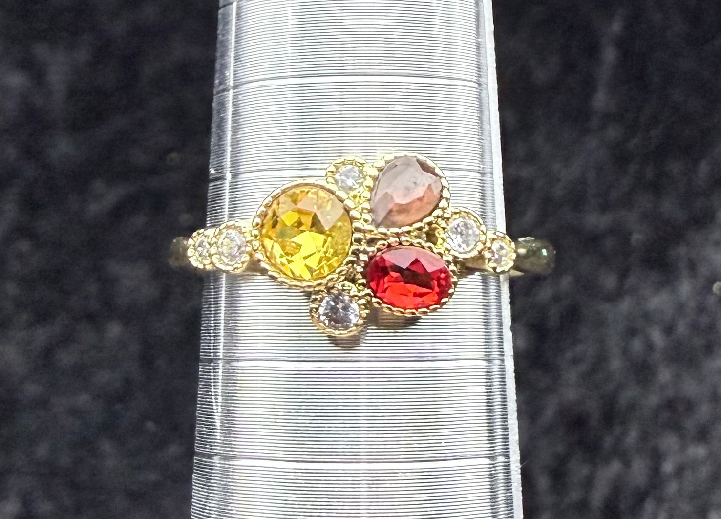 Multicolor Gold Rhinestone Ring