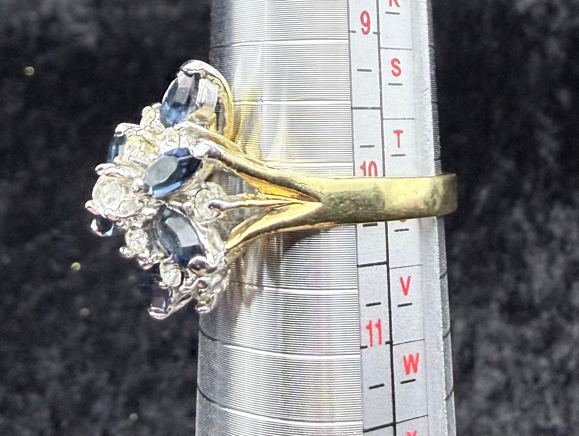 Vermeil Vintage Cocktail Topaz Cluster Ring