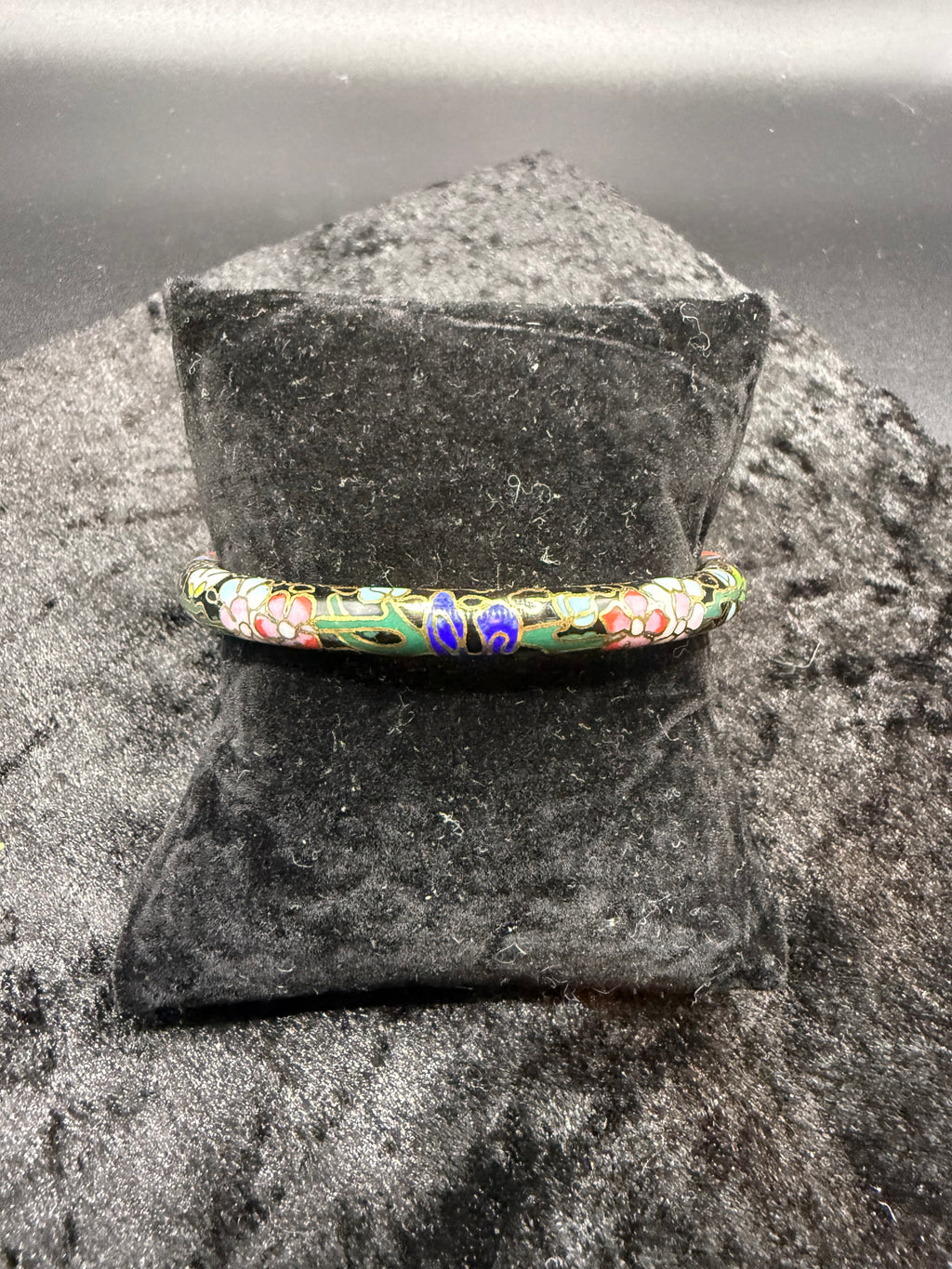 Cinnabar and Black Cloisonné Bangle Bracelet
