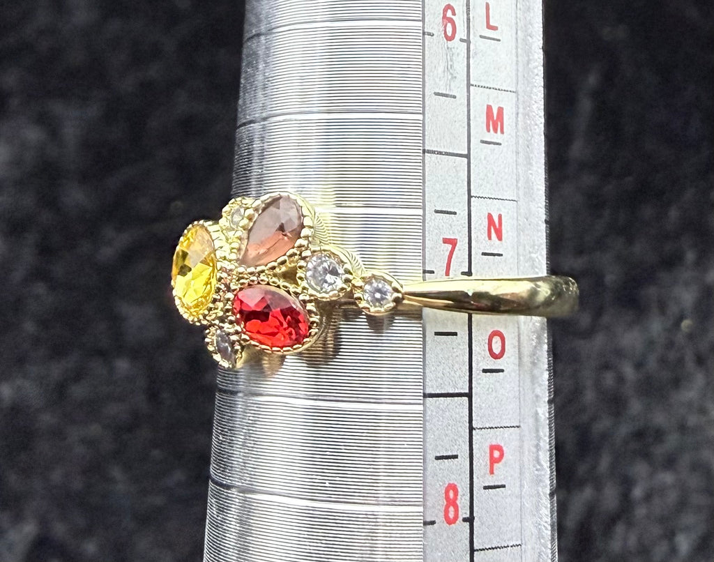 Multicolor Gold Rhinestone Ring