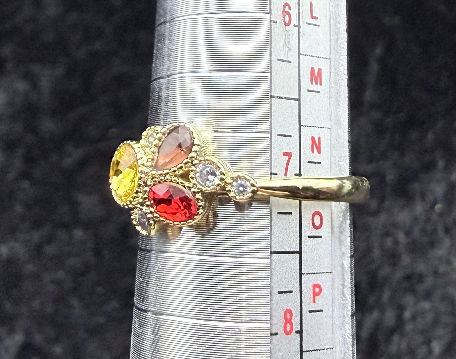 Multicolor Gold Rhinestone Ring