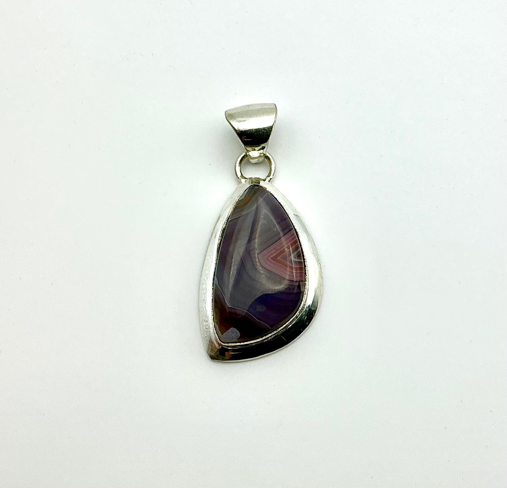 Sterling Crazy Lace Agate Pendant