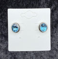 Blue Crystal Sterling Stud Earrings