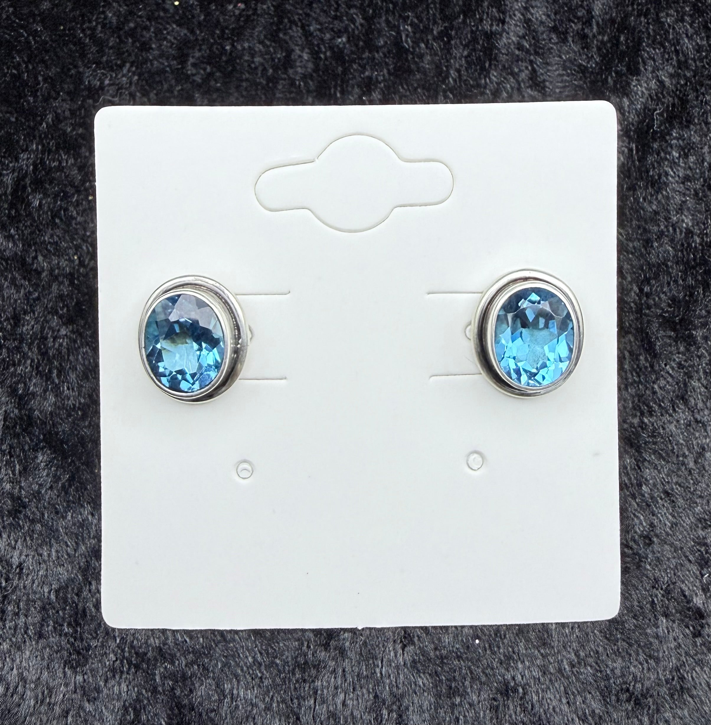 Blue Crystal Sterling Stud Earrings