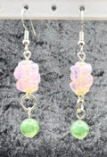 Aventurine and Pink Circle Drop Earrings
