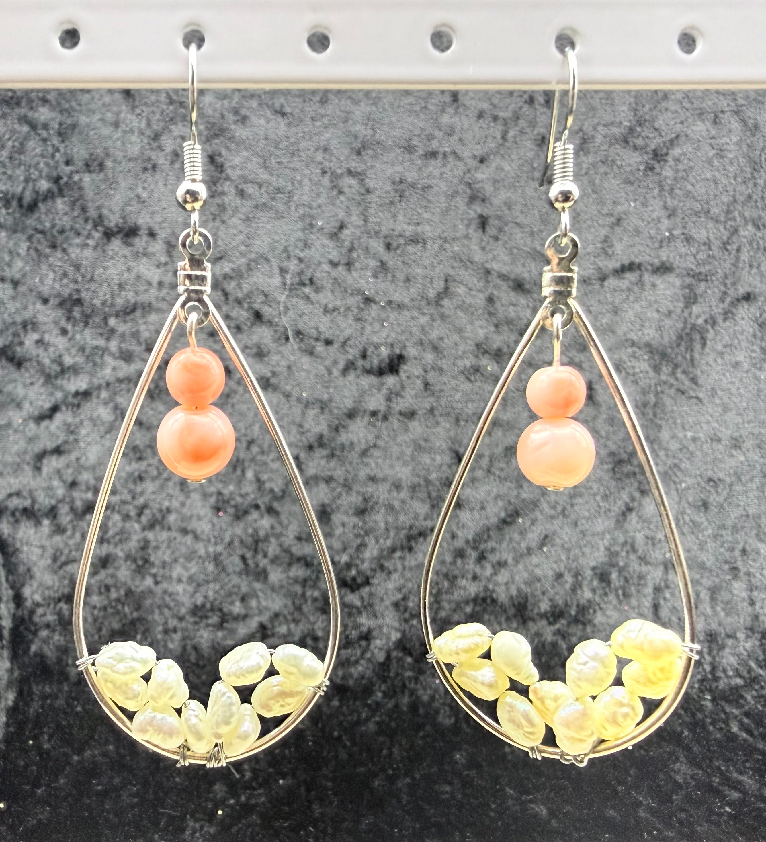 Seedling Pearl and Vintage Pink Coral Earrings