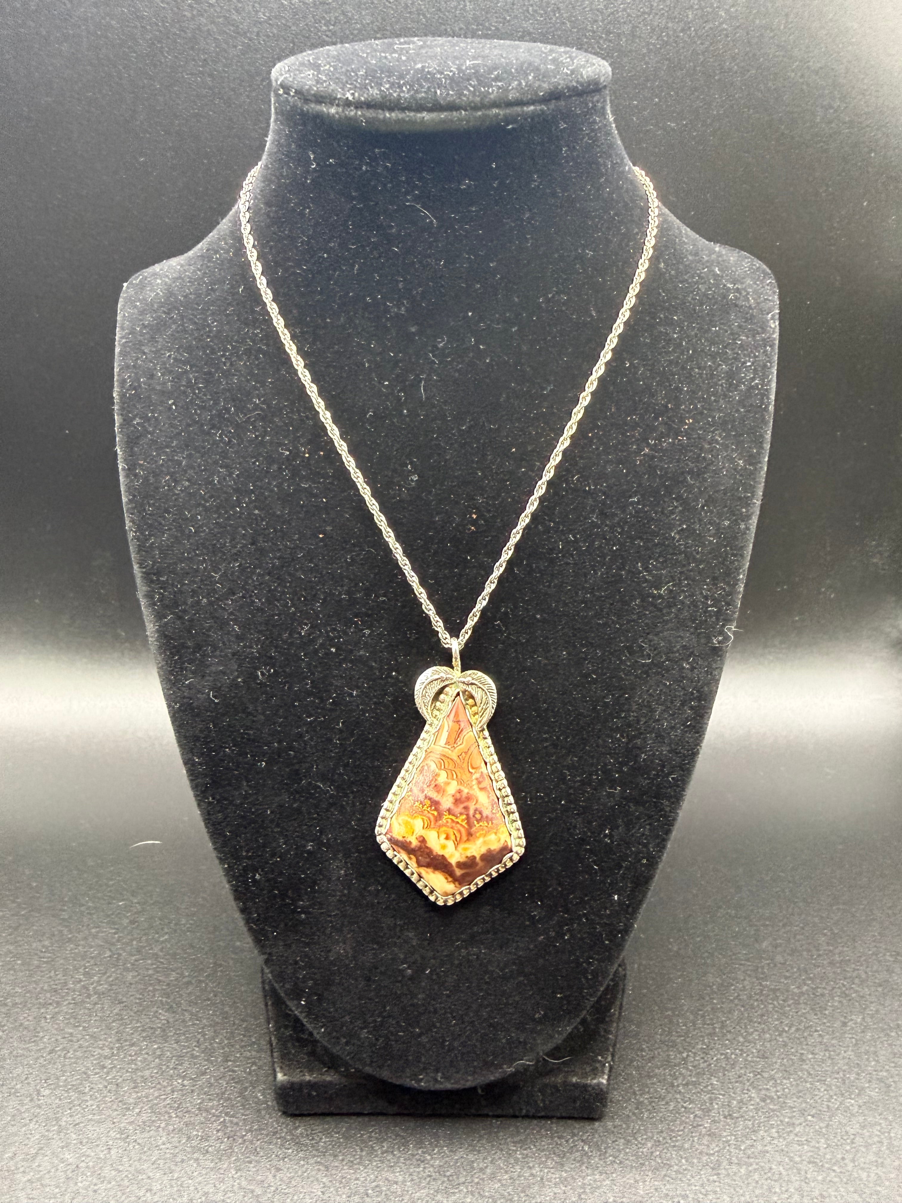 Native Crazy Lace Agate Sterling Necklace