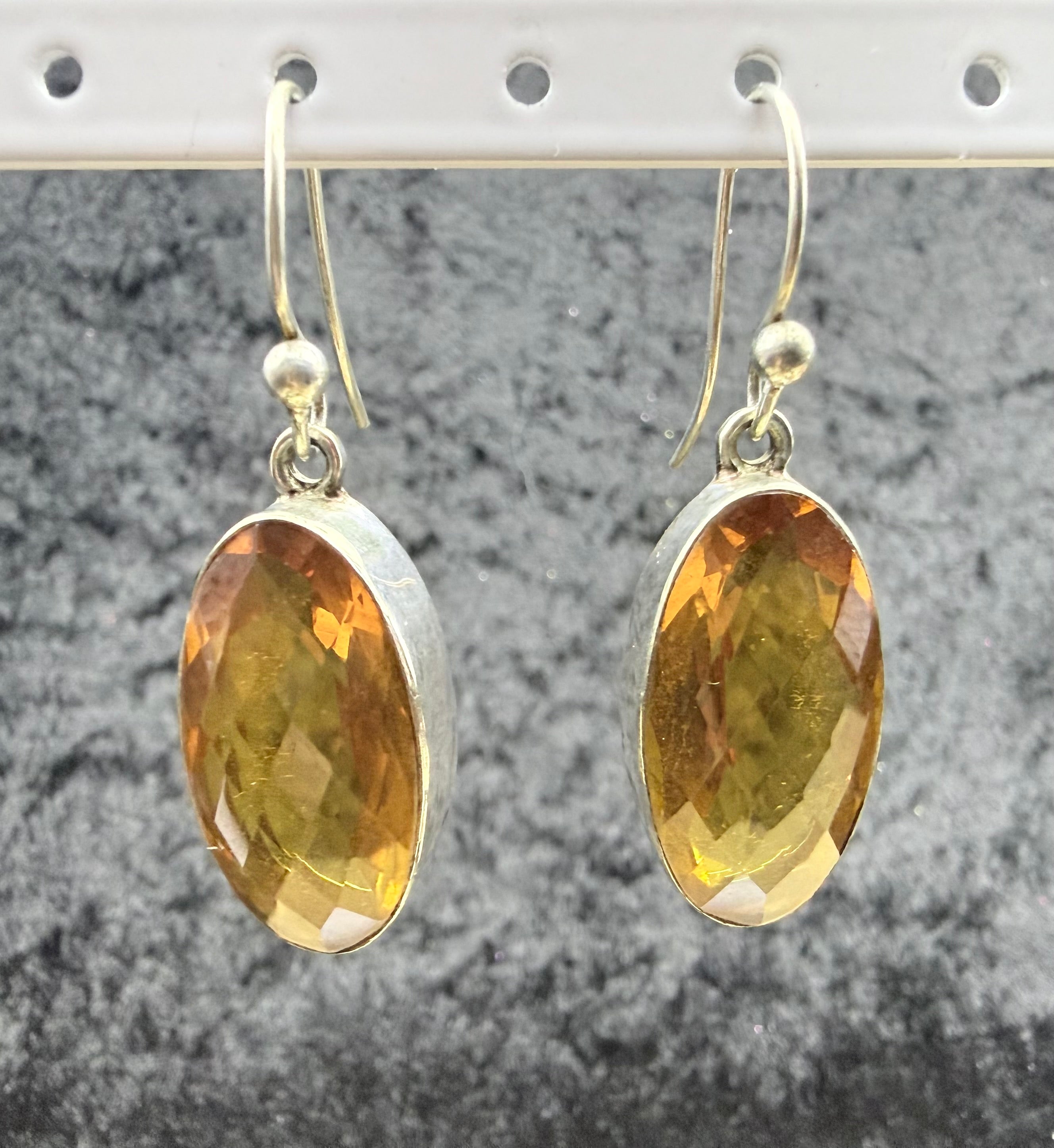Sterling Oval Orange Crystal Earrings