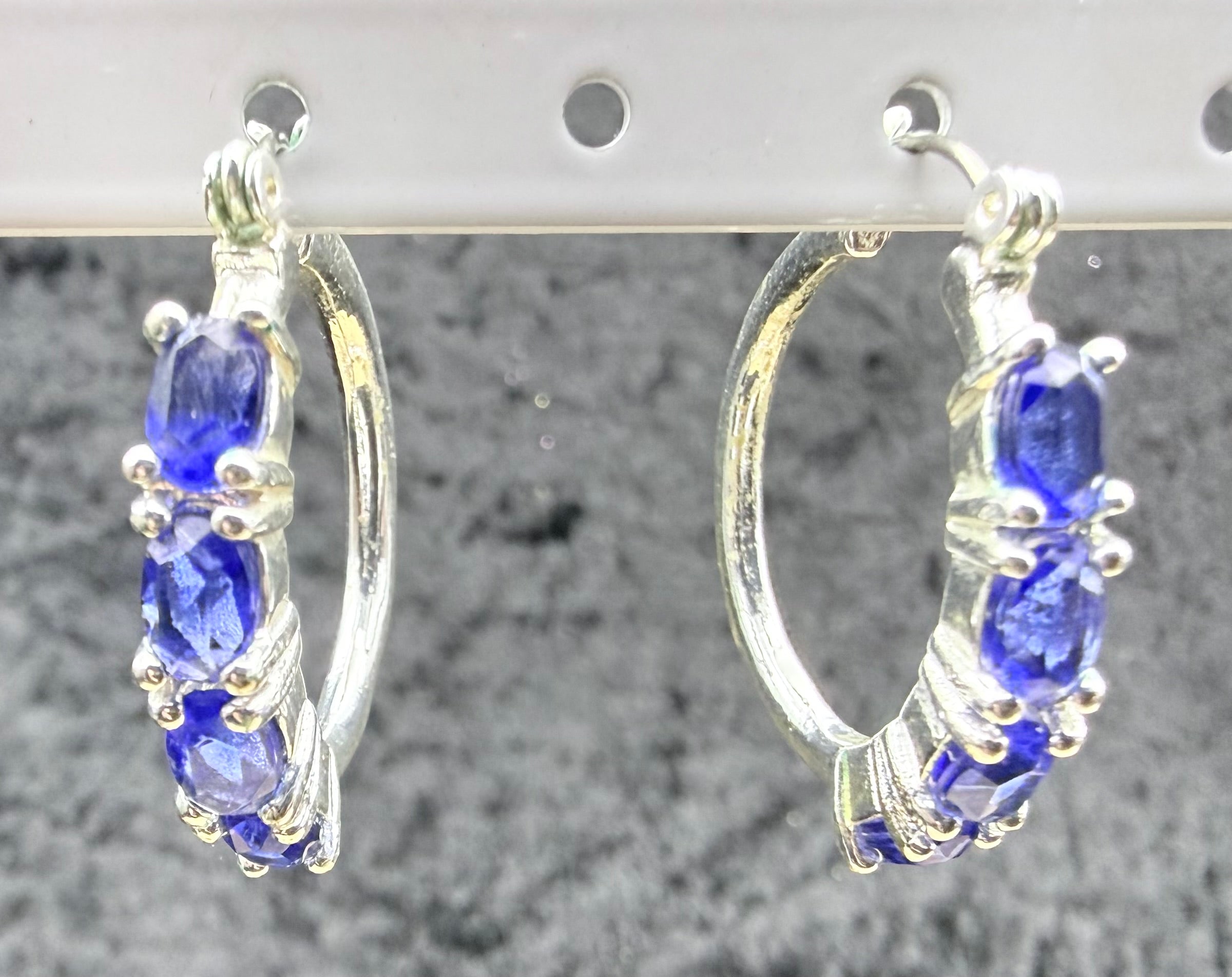 Blue CZ Hoops