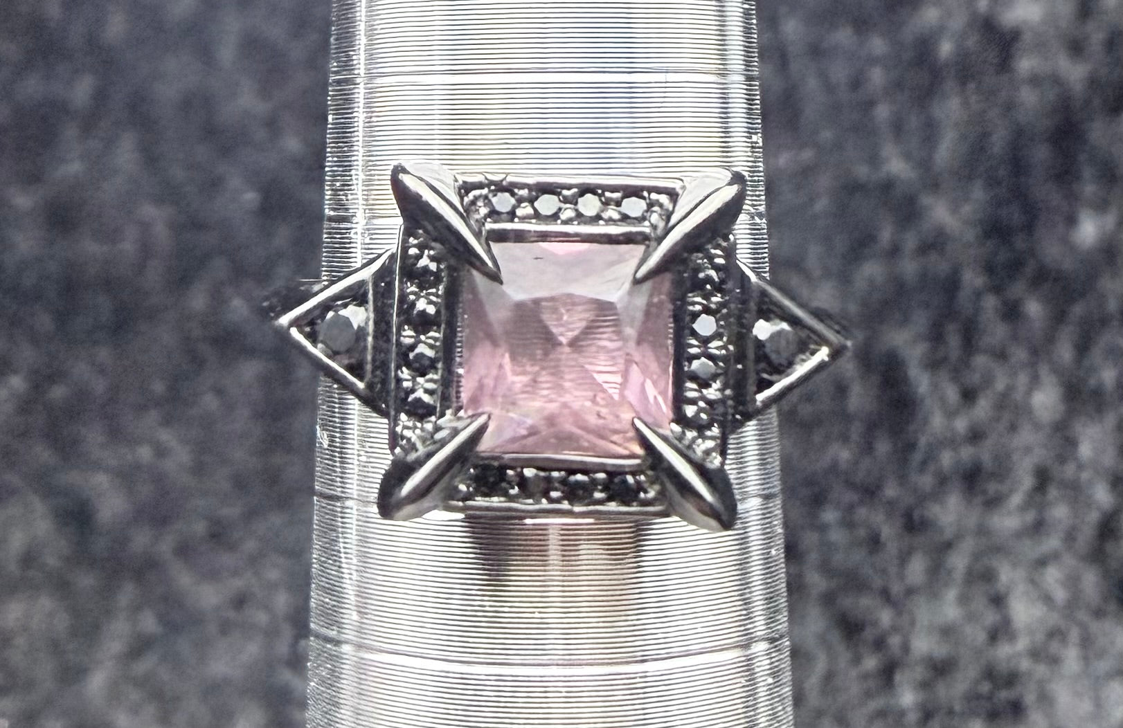 Black Square Crystal Ring