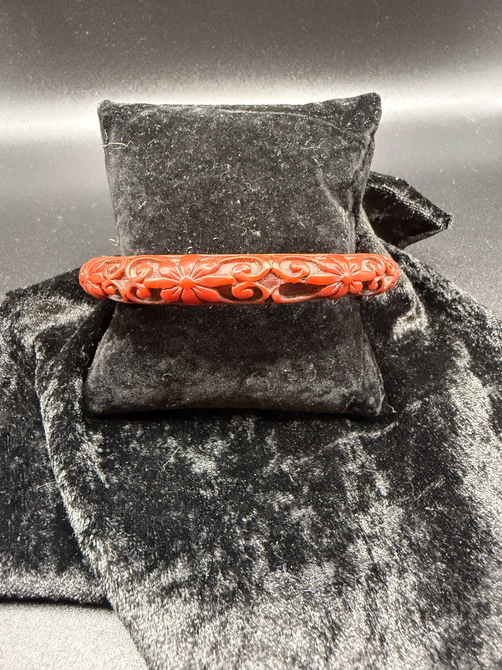 Antique Red and Black Chinese Cinnabar Bangle