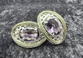 Vintage Purple Crystal Clip On Earrings