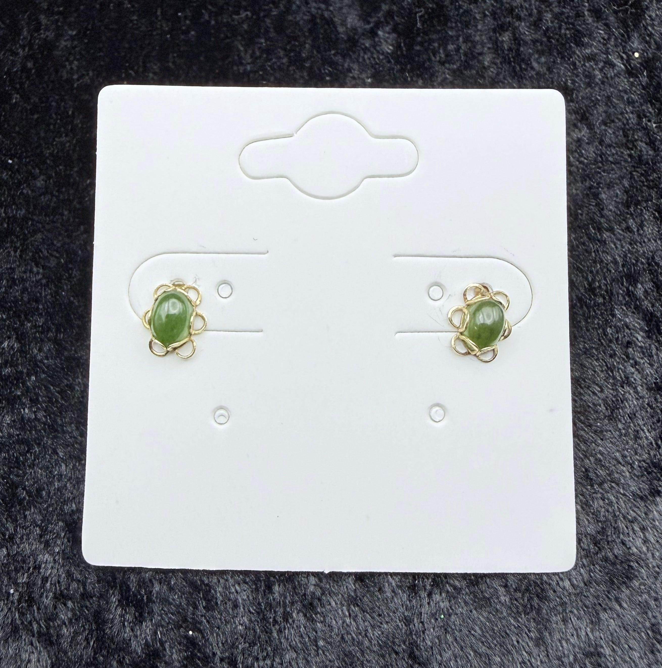 Antique Gold Jade Post Earrings