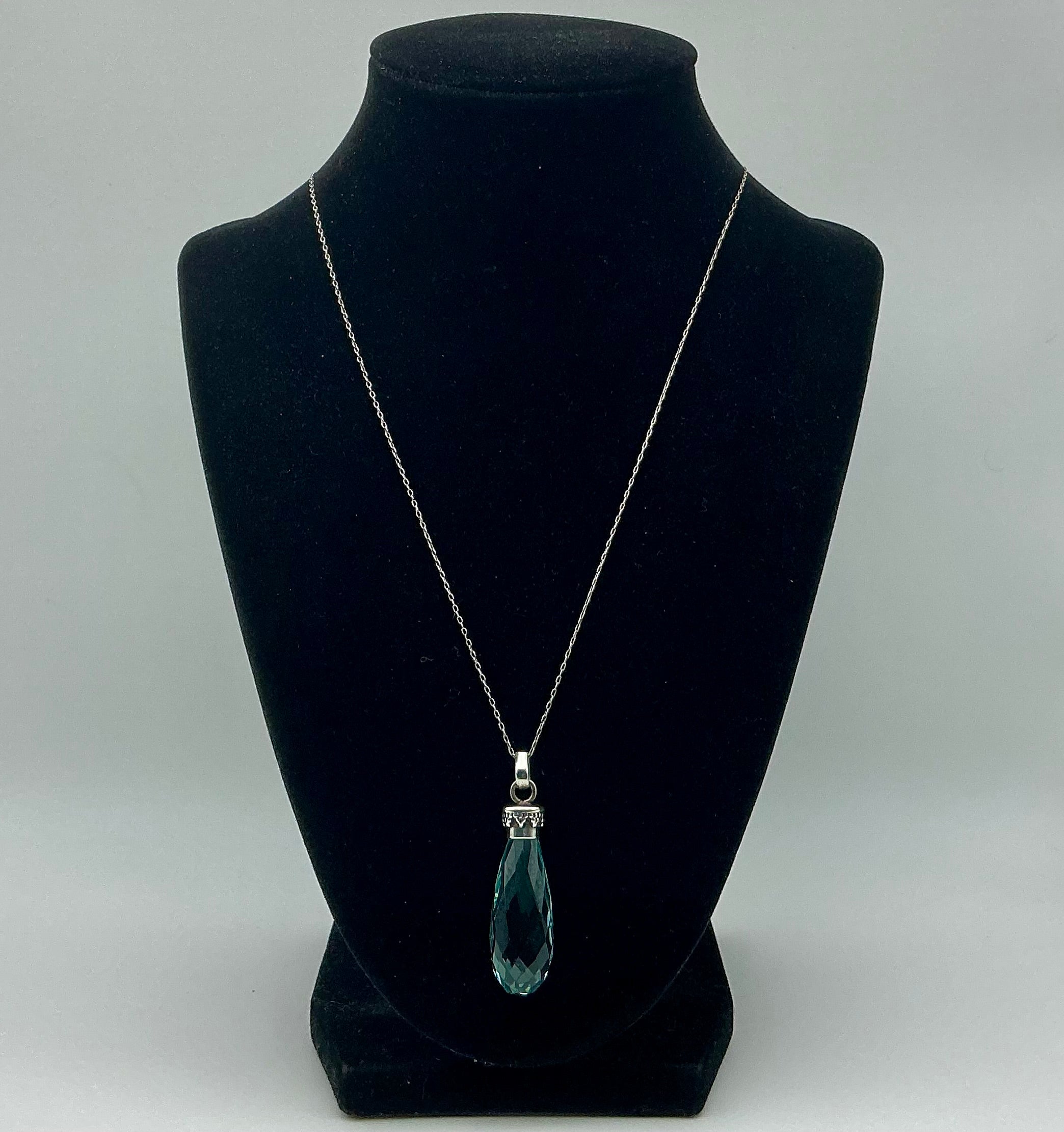 Sterling Aquamarine Crystal Necklace