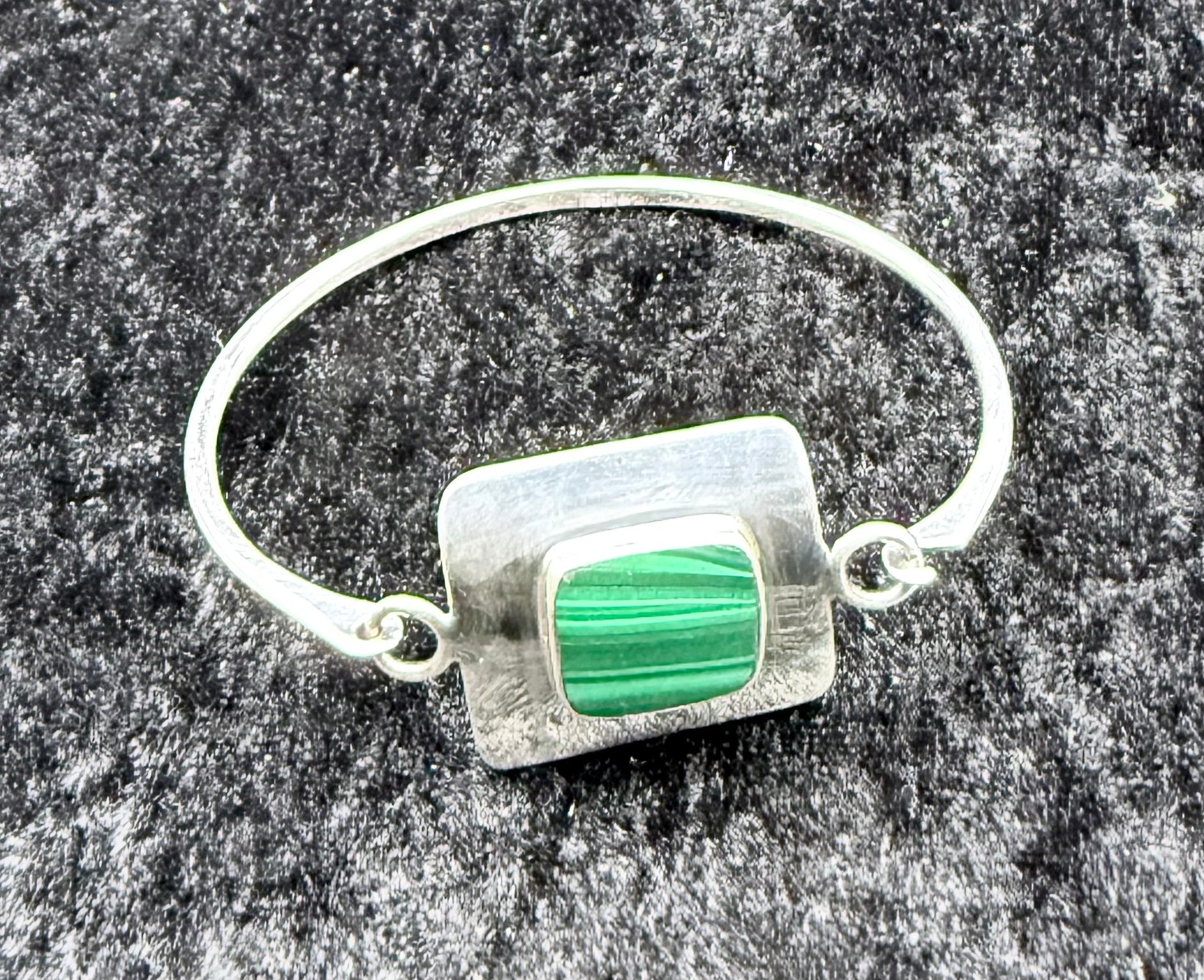 Vintage Sterling Malachite Shield Bracelet