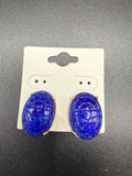 Lapis Lazuli Scarab Beetle Gold Earrings