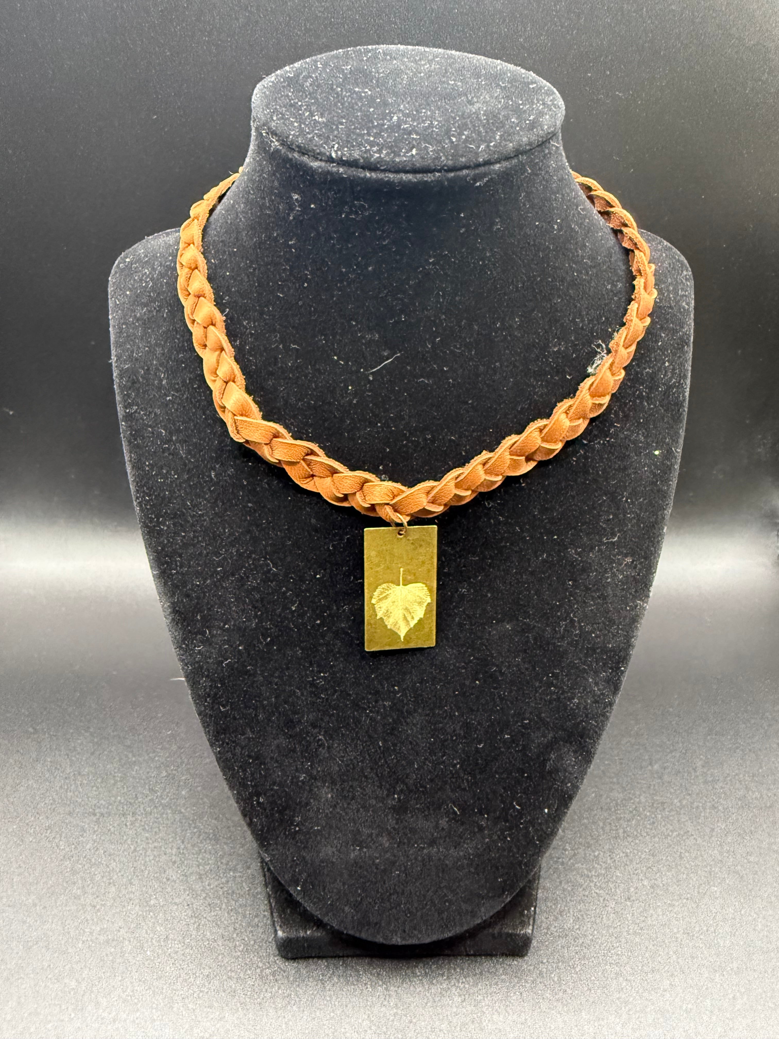 Leather Leaf Choker Necklace