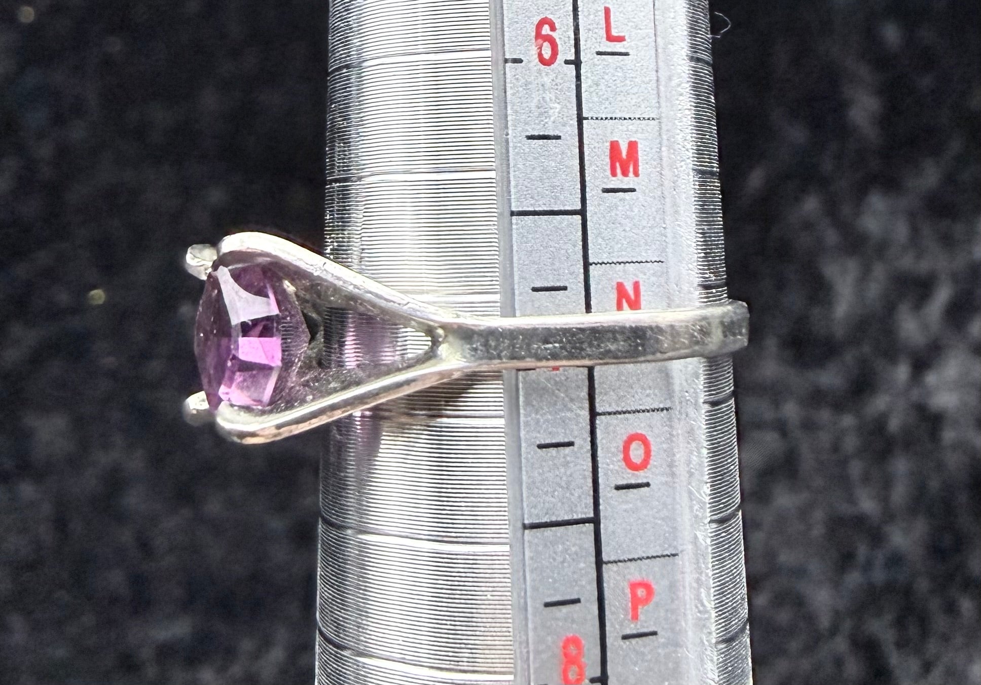 Sterling Solitaire Amethyst Ring