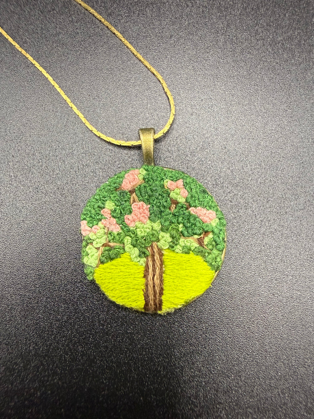Embroidered Tree Pendant
