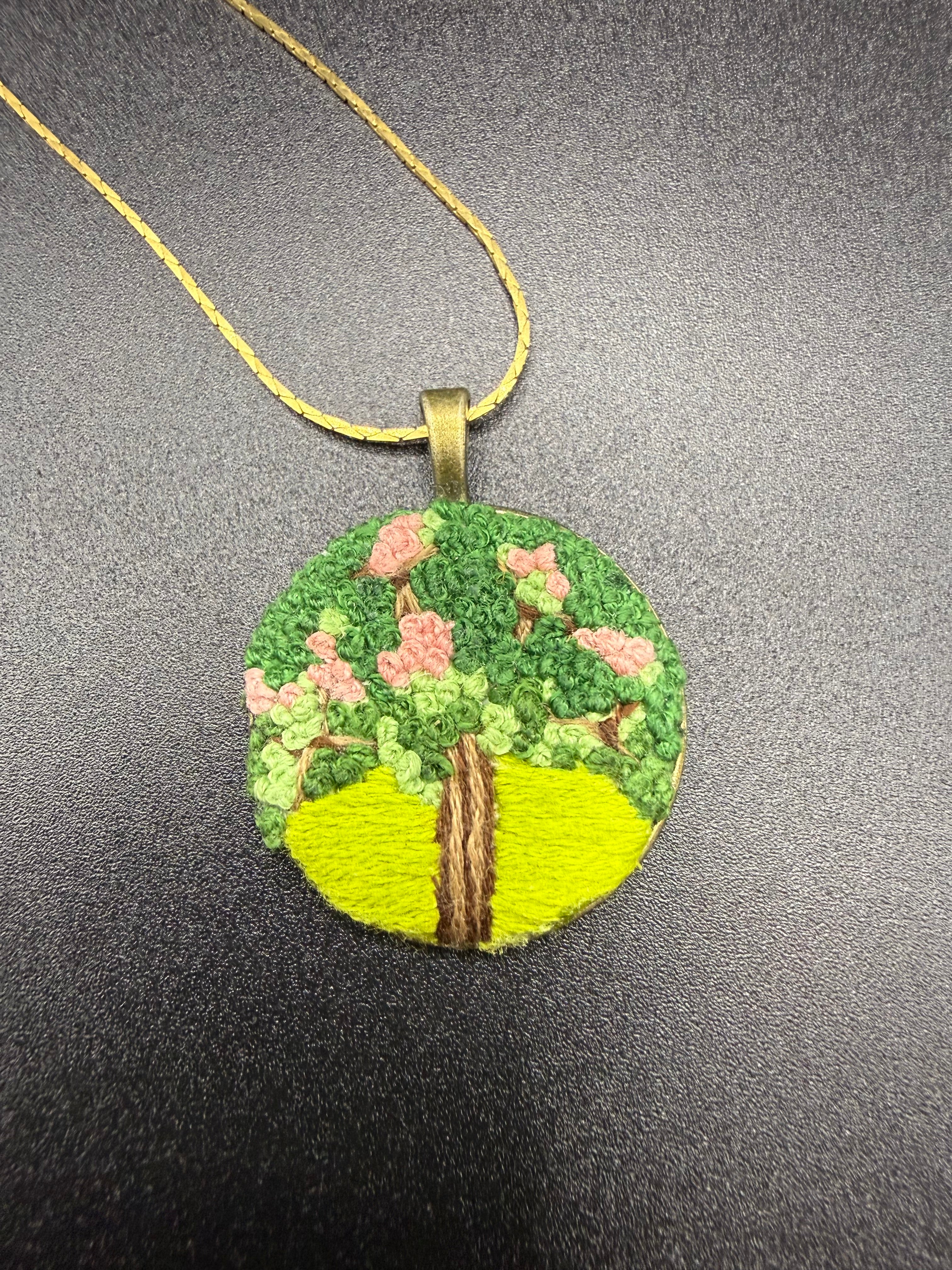 Embroidered Tree Pendant