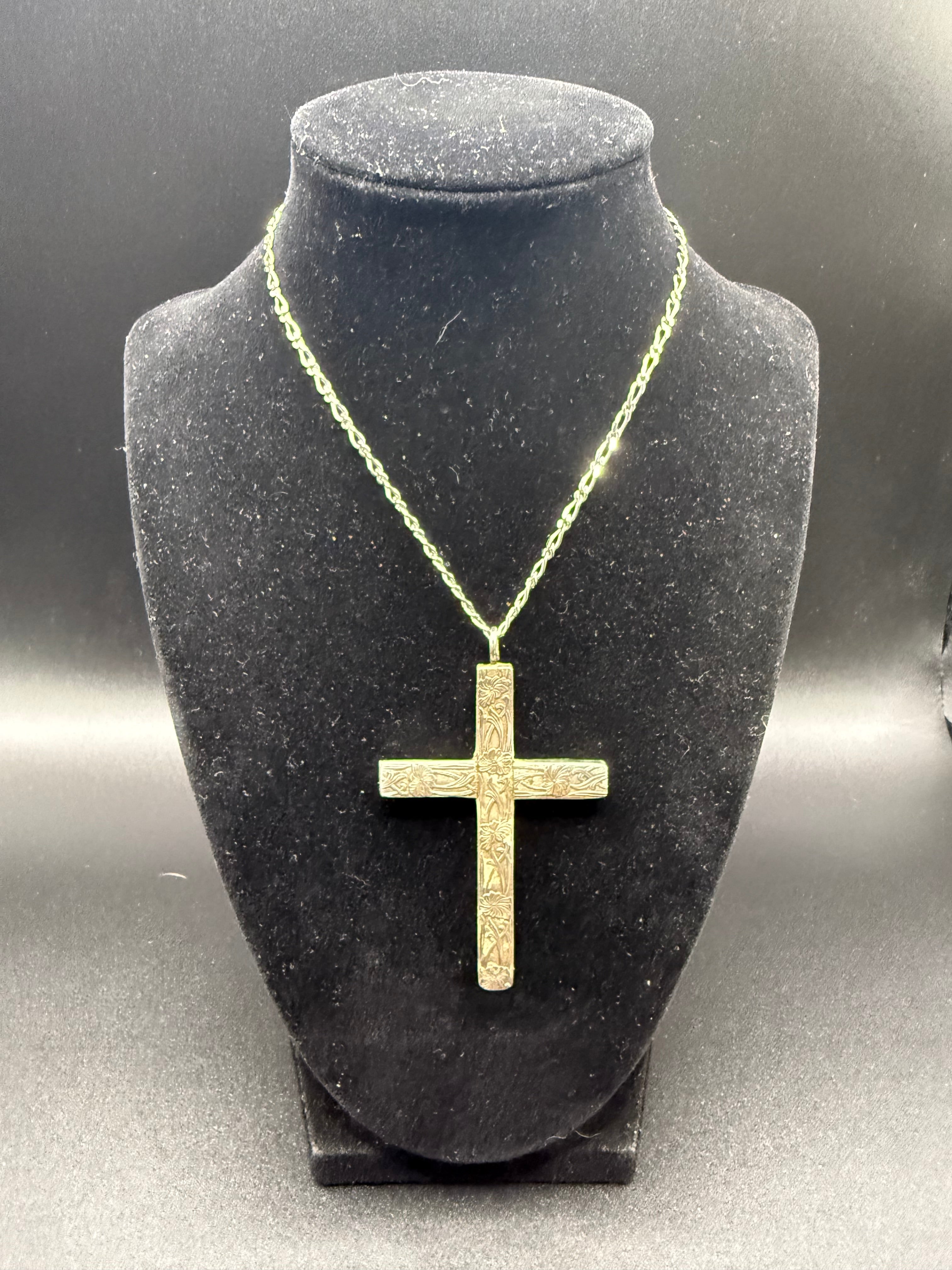 Sterling Mother of Pearl Cross Necklace