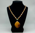 Amber and Jade Beaded Necklace