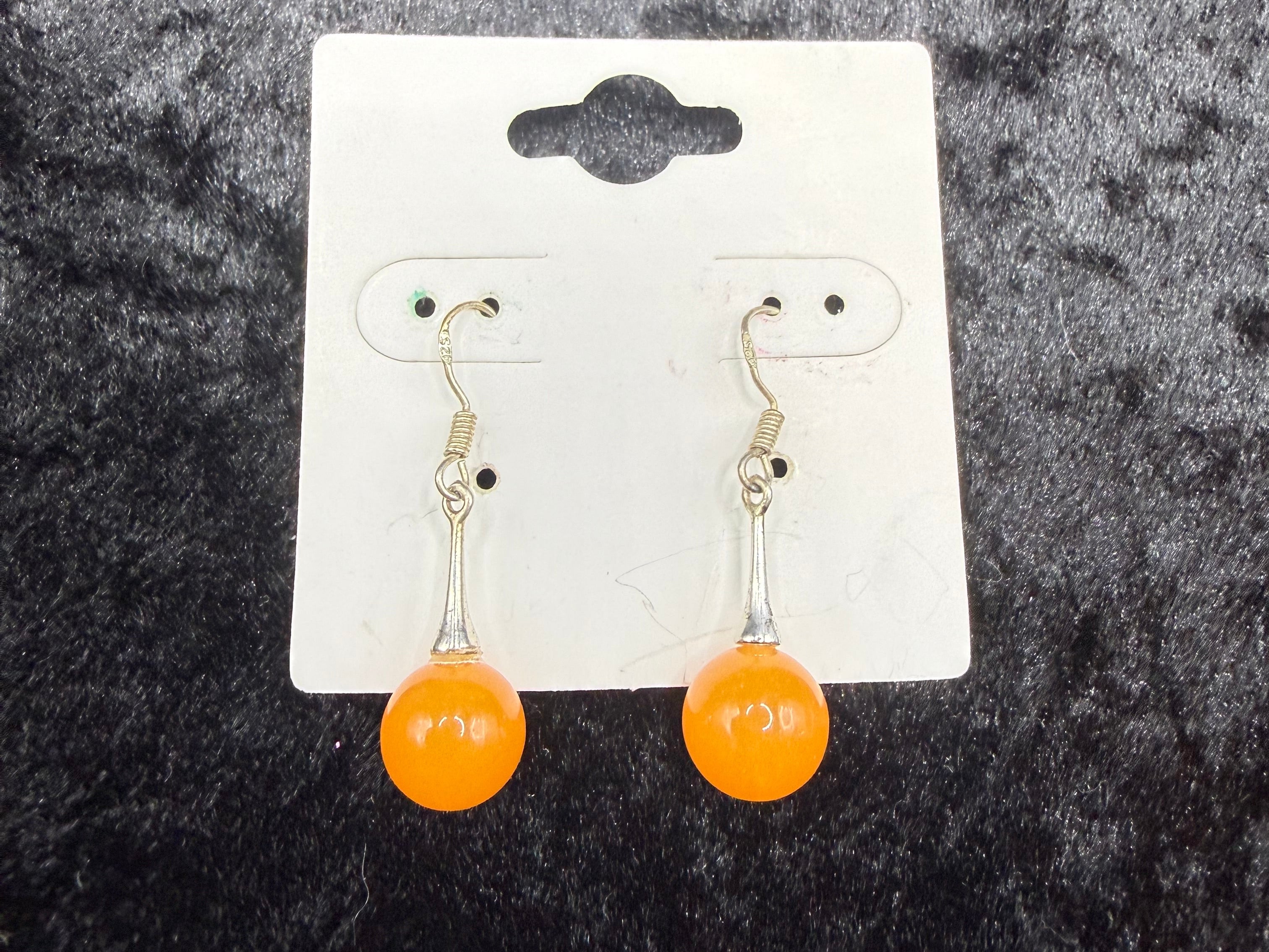 Orange Jade Sterling Earrings