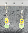 Vintage and Green Moss Agate Stacked Earrings