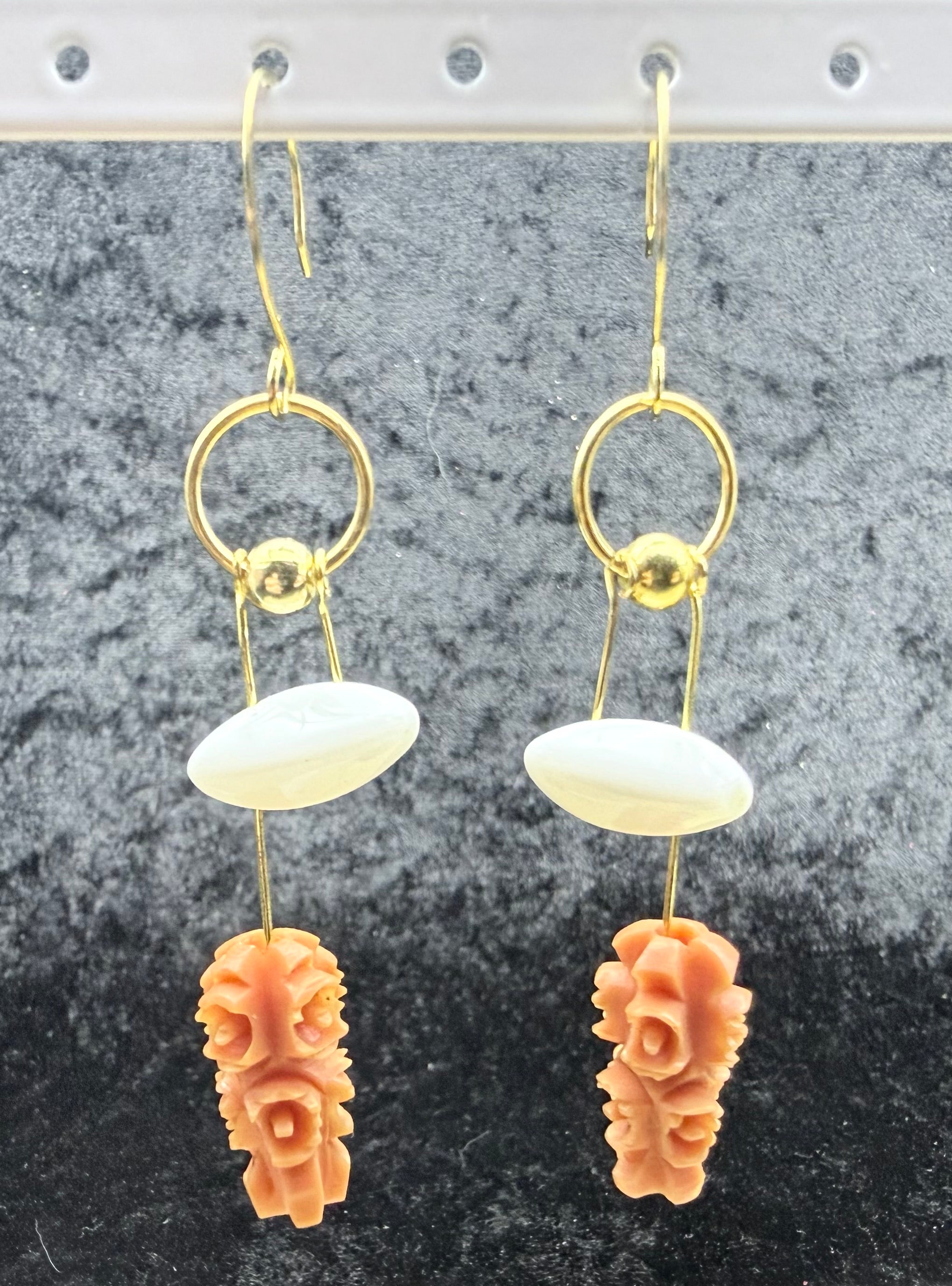 Asymmetric Bakalite Gold Earrings