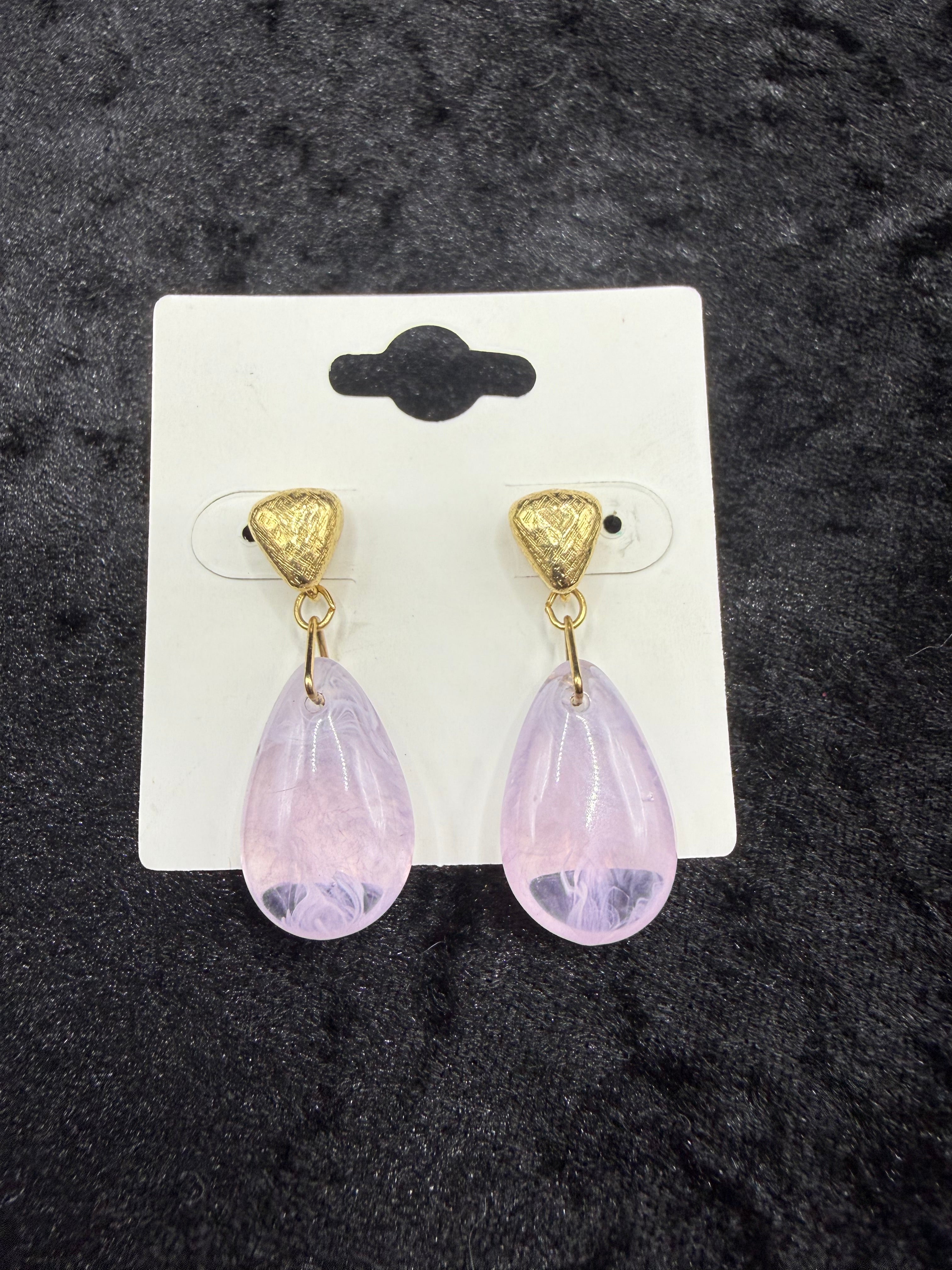 Vintage Pink Smoke Glass Earrings