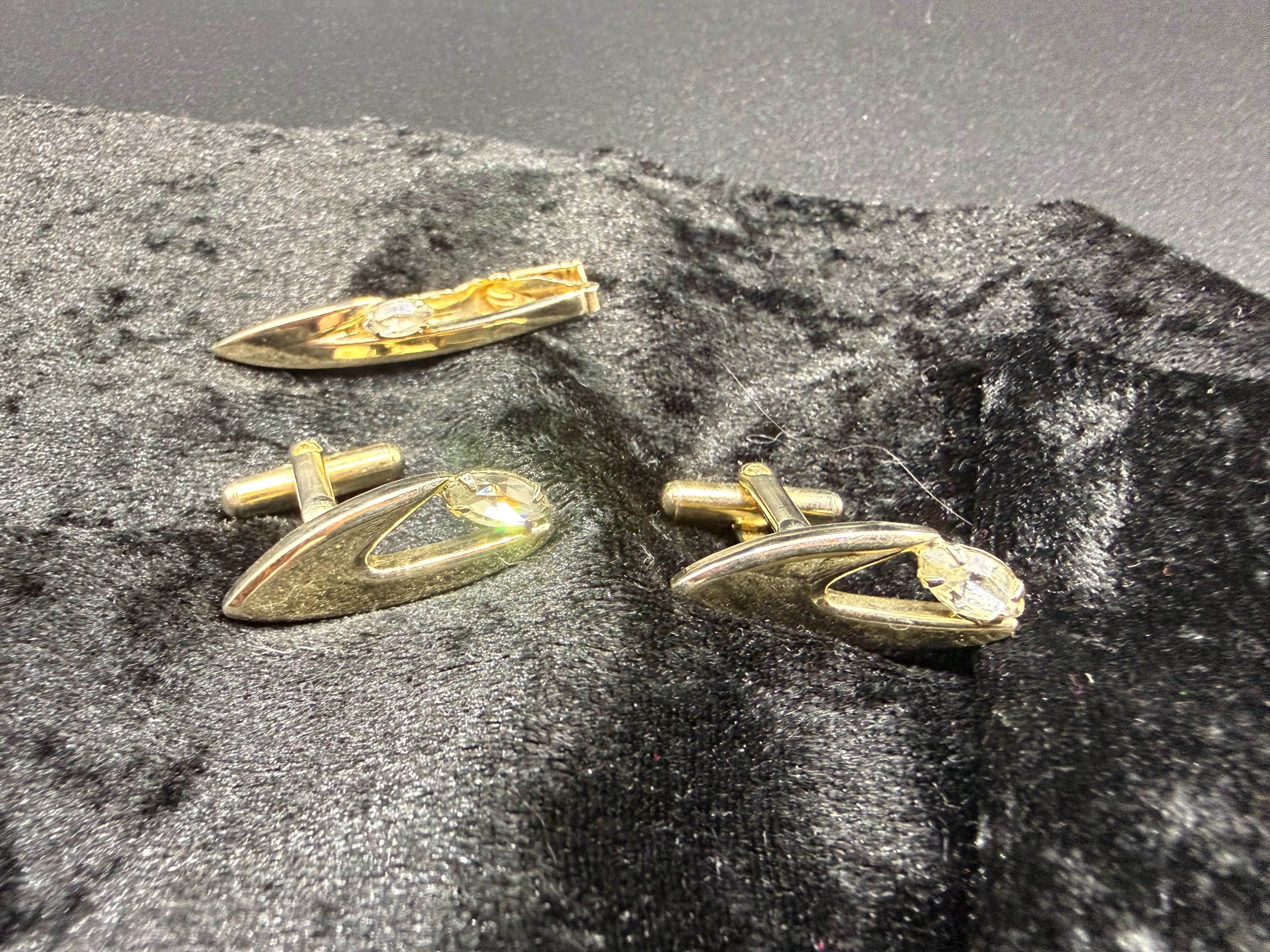 Vintage Swank Cufflink and Tie Clip Set