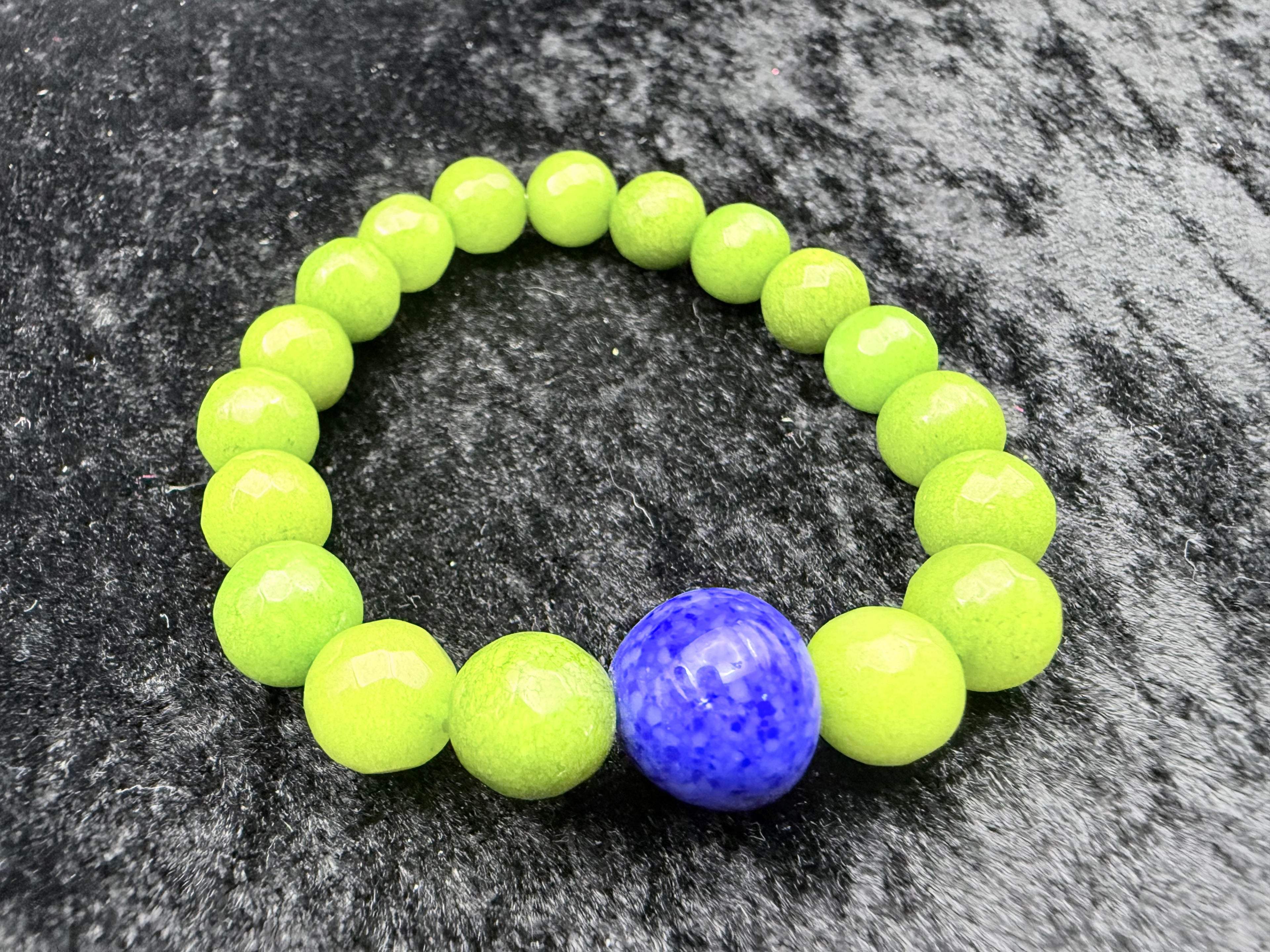 Green Jade and Lapis Beaded Bracelet