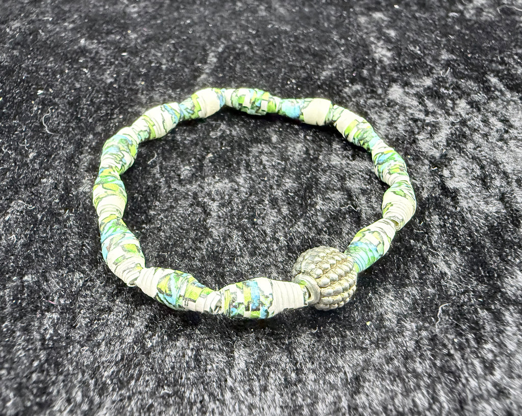 White Paper Beaded Bracelet